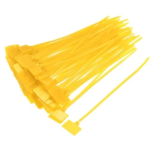 Cable Zip Ties 6 Inch Label Tag Mark Self-Locking Nylon Wire Strap Yellow 50pcs - Afbeelding 1 van 3