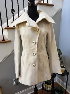 Mackage Women’s Peacoat Cream Wool Cashmere Blend with Leather Trim Small - Image 1 of 4
