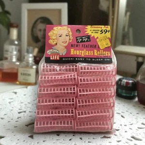 Rulli per capelli rosa punta retrò vintage piuma leggera clessidra rulli spille NUOVO - Foto 1 di 8