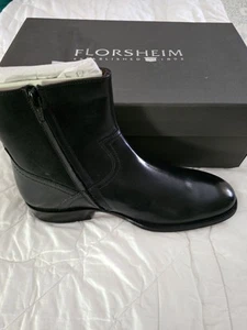 New Florsheim Capital Zipper Leather Black Boots 9 w/ Box and Carry Bags *$395* - Picture 1 of 7
