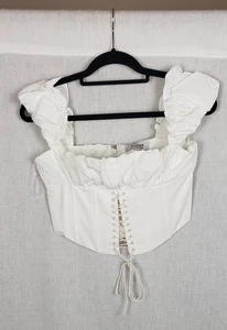 Corsé Europa The Label Top S Blanco MilkMaid Cottagecore Campesino Little Bo Peep - Imagen 1 de 12
