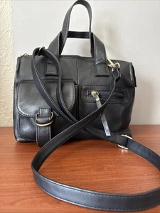 Hobo International Black Leather Shoulder Bag Satchel Detachable Crossbody Strap - Picture 1 of 11