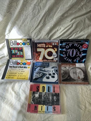 LOT 10 CD 70s Pop Hits Compilation ￼Rock Soul R&B Skynyrd Boston Yes Kansas Cars Foto 1 de 4