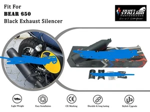 SILVER STALLION BLACK EXHAUST SILENCER Fit FOR ROYAL ENFIELD BEAR 650 @24 - Picture 1 of 6