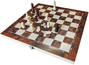 3 in 1 Schach Damen Backgammonspiel(Nardy) Holz Spielbrett Gesellschaftspiel - Bild 1 von 4