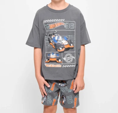 Boys size 8 HOT WHEELS summer pyjamas  pjs COTTON NEW - image 1 of 4