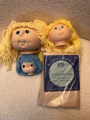 Vtg Cabbage Patch Ice Cream Doll Crafting Heads & Flesh Material Lot - Image 1 of 4
