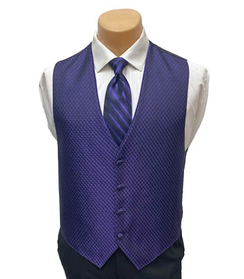 Men's Jean Yves Purple Tuxedo Vest & Tie Bow or Long Wedding Groom Prom - Image 1 of 3
