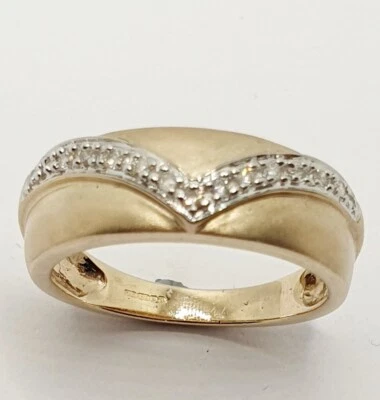 Diamond Wishbone V Shape Band Ring 9ct Yellow Gold 0.15ct Hallmarked Size N 1/2 - Image 1 of 4