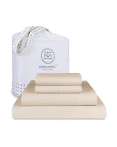 Threadmill Luxus 800 Fadenzahl Queen 100% Baumwolle Bettwäsche - Hellbeige Sat... - Bild 1 von 8