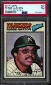 PSA 7 - 1977 Topps Cloth Stickers #22 Reggie Jackson New York Yankees HOF - Picture 1 of 2