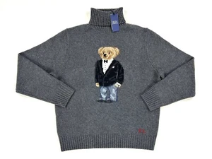 Polo Ralph Lauren Wool Cashmere Polo Bear Turtleneck Sweater - Grey - Size: XL - Picture 1 of 4