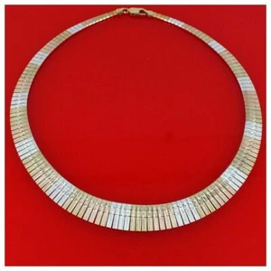 Milor Graduated Omega 3 Color Sterling Silver Textured Etched Necklace 17.5"  - Picture 1 of 5