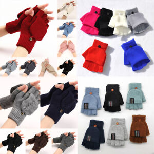 Unisex Mitten Gloves Fingerless Insulated Knit Winter Gloves Men Women Warm AU