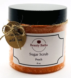 Peach Sugar Scrub Exfoliating Body Scrub holiday gift for her sugar bath scrub - Picture 1 of 17