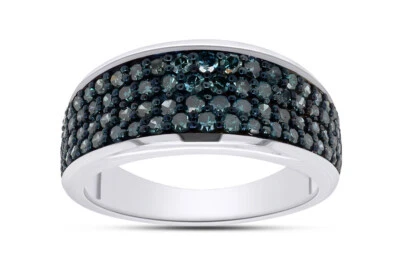 0.90 CT Natural Diamond Cluster Band Ring In 10 Solid Gold - Image 1 of 4