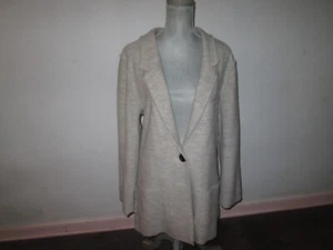 FP Beach FREE PEOPLE Merino Wool Light Gray Semi-Long Blazer / Jacket Size L - Picture 1 of 5