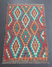  Kilim Rug, Handmade Afghan Turkish Wool Aztec Area Kilim Rug 152x104