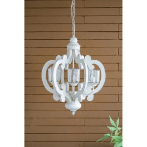 6-Light Wood Chandelier Pendant Light Fixture w Adjustable Chain Dining Room - Picture 1 of 13