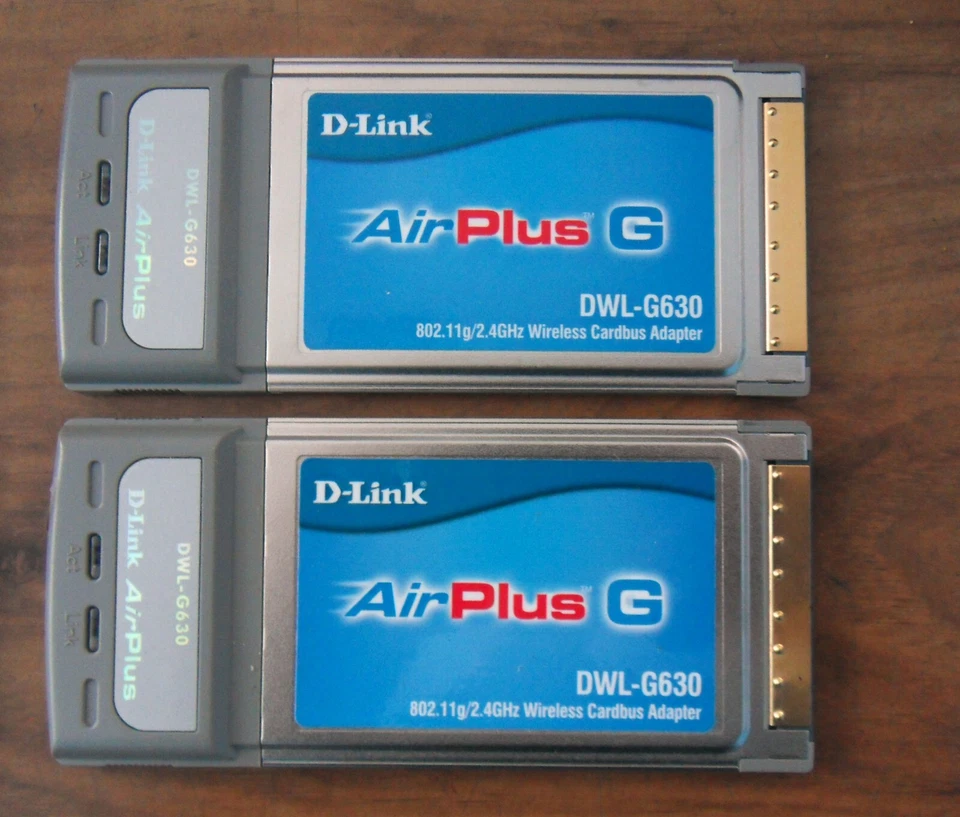 2 D-Link AirPlus G DWL-G630 Wireless G Notebook Adapters PCMCIA Free US Shipping - Image 1 of 2