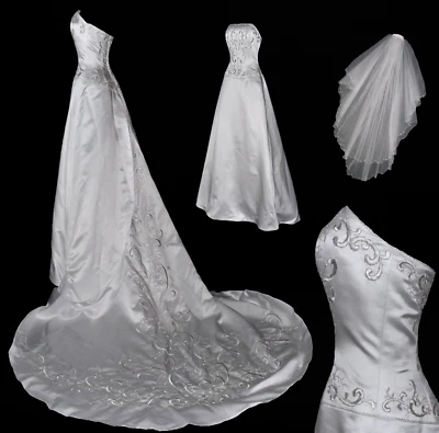 David's Bridal White Strapless Wedding Dress  MICHAELANGELO Gown - Image 1 of 4