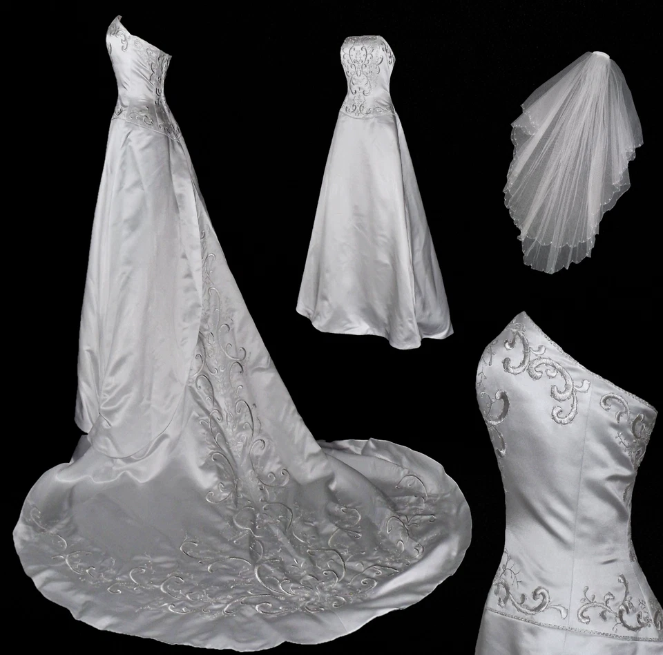 David's Bridal White Strapless Wedding Dress  MICHAELANGELO Gown - Image 1 of 4