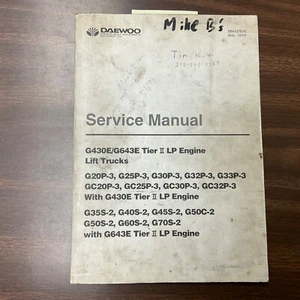 Daewoo Doosan G430E G643E LPG MOTOREN SERVICE WERKSTATT REPARATURANLEITUNG GABELSTAPLER - Bild 1 von 6