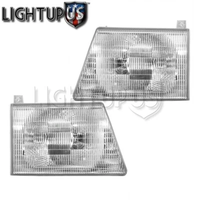 Headlights for 1997-2007 FORD ECONOLINE VAN E150 E250 E350 Left Right Side Pair - Image 1 of 2