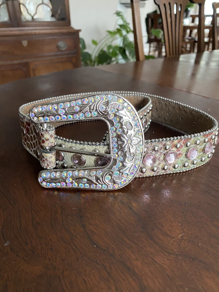 Blazin Roxy Western Studded Genuine Leather Gator Print/ Pink Rhinestones  - Image 1 of 4