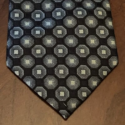 Vintage Haggar Black Green Hand Made 100% Silk Men’s Neck Tie Made In China - Image 1 of 4