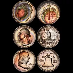 3 Coin 1961 US Silver Proof Set, PCGS Secure- Pretty Rainbow Toned - Picture 1 of 20