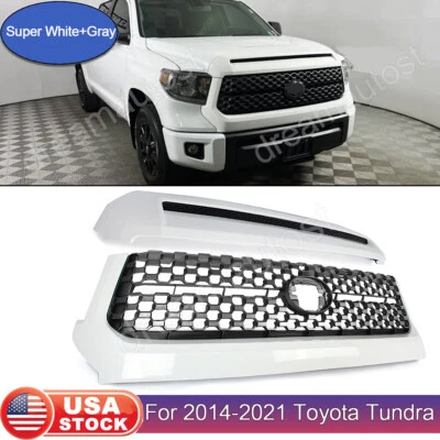 For 14-2021 Toyota Tundra Front Grille Grill+Hood Bulge Molding 040 Super White Foto 1 de 4
