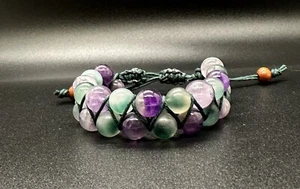 Amethyst And Moss Agate Protection Bracelet Hemp Handmade - Picture 1 of 2