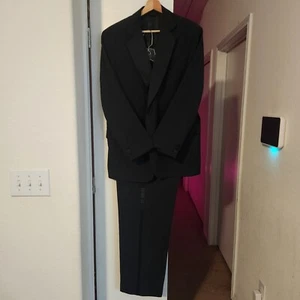 Vintage Lord West Black Tuxedo Suit USA Made Blazer 43R Lapel Pants W35.5" L30" - Picture 1 of 6