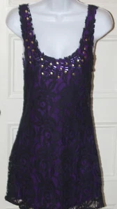 Vestido sin mangas de encaje azul marino y púrpura FREE PEOPLE talla 4 - Imagen 1 de 6