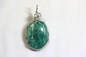 Wire-wrapped stone necklaces-Amazonite Stone SS 925 - Picture 1 of 25