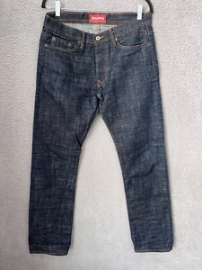 The Stronghold Jeans Mens 32x32 Blue Denim Selvedge Slim Straight Button Fly USA - Picture 1 of 15