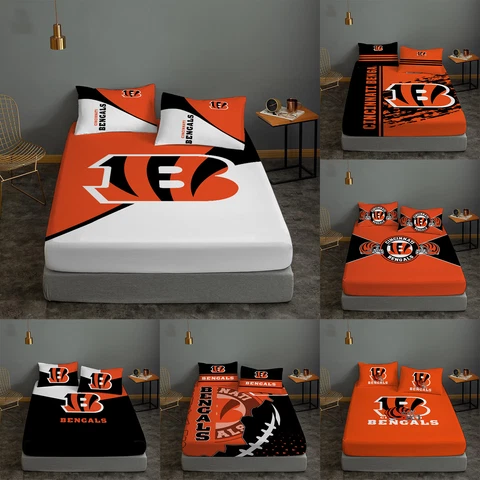 Cincinnati Bengals 3Pcs Bedding Fitted Sheet Sets Soft Breathable Mattress Cover Cover