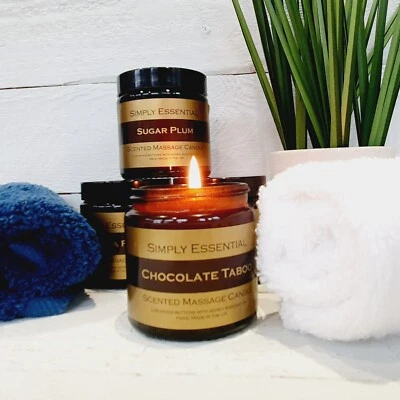 SIMPLY ESSENTIAL Massage candle Cocoa Shea Mango butter added Avocado Sensual & relaxing oils