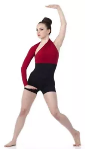 Abstract Adult X-Large Ballet Dance Costume Convertible Wrap Sleeve Tap Biketard - Picture 1 of 3