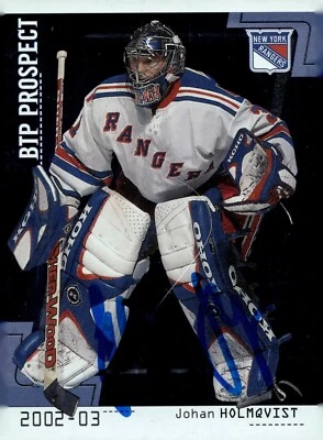 Johan Holmqvist - Signed 2002-03 In The Game Between The Pipes Prospect Card #80 - Image 1 of 2