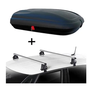 Box tetto BA320 carbon look + barre portatutto alluminio EVO per Fiat Panda I 3 porte 1979-2003 - Foto 1 di 6
