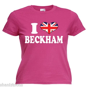 I Love Heart Beckham Ladies Lady Fit T Shirt 13 Colours Size 6 - 16 - Picture 1 of 11