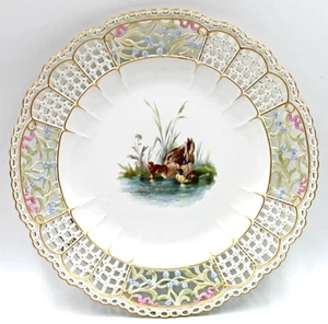 Antique Meissen Porcelain Reticulated Game Bird Plate Mallard Duck & Duckling - Picture 1 of 5