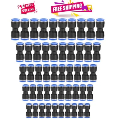Leak-Proof Straight Push Connectors - 50-Piece Kit for Various Tube Sizes - Image 1 of 4