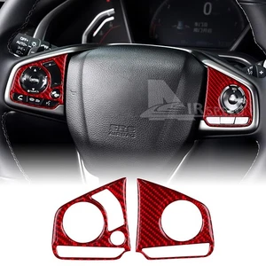 For Honda Civic 2016-2021 Steering Wheel Button Panel Stickers Red Carbon Fiber - Bild 1 von 8