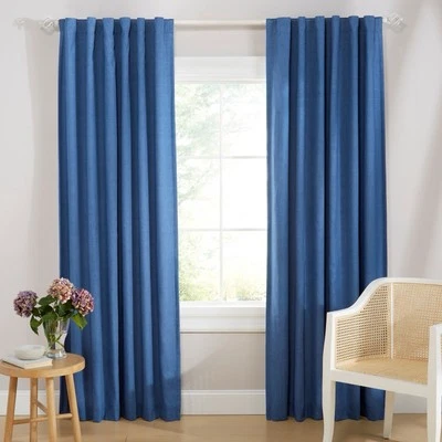 Ralph Lauren TYLER Indigo 50x84 oscurecimiento cortinas ventana panel lengüeta trasera Foto 1 de 4