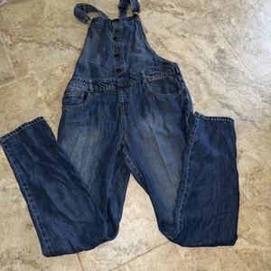 Girl's Cat & Jack Denim Blue Jean overalls Button Front Pants XL 14/16 romper - Picture 1 of 2