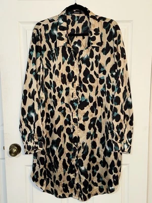 Boohoo Women’s Oversized Matte Satin Button Up Long Sleeve Top Tunic  Size 20 - Image 1 of 4