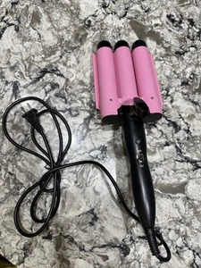 Triple Ceramic Curling Iron, 3 Barrel Wand with Adj. Temperature (Pink) - Picture 1 of 6